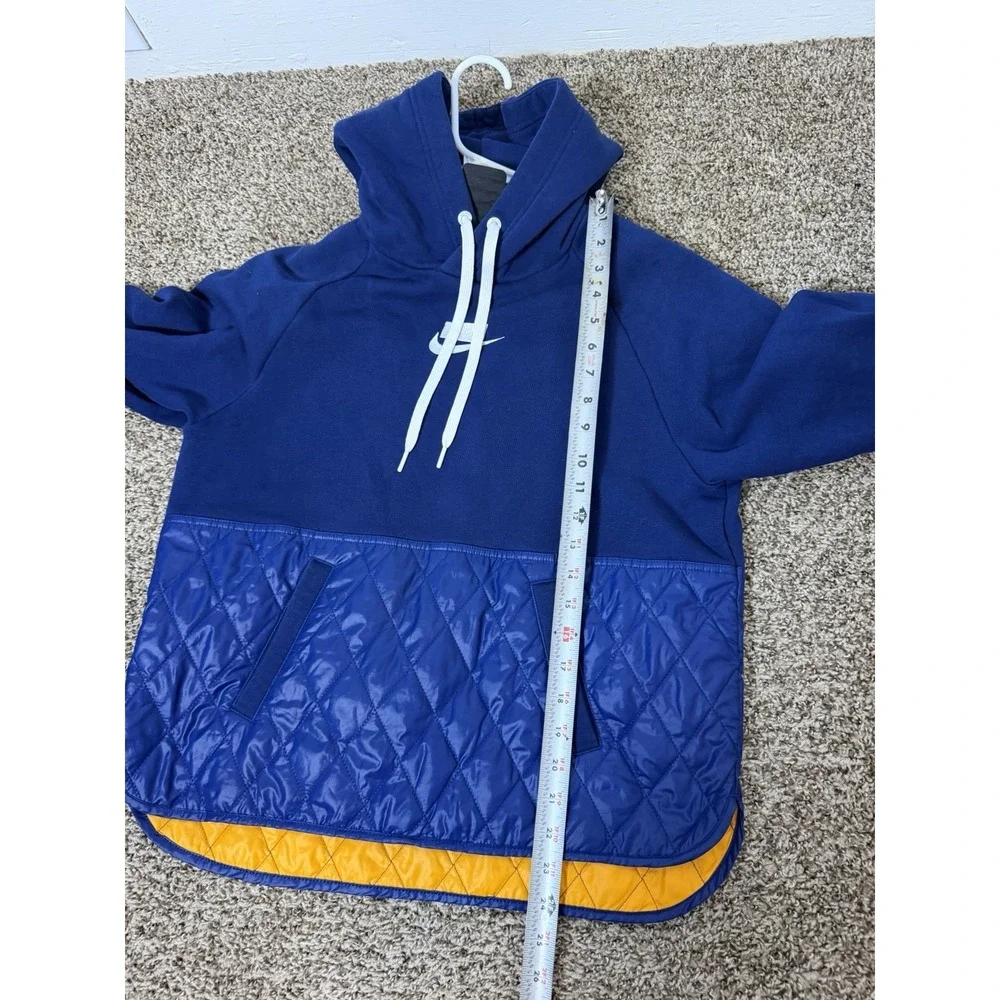 Nike Fleece Quilted Fleece Pull Over Hoodie Womens Size XS Cj6253-492 BLUE
